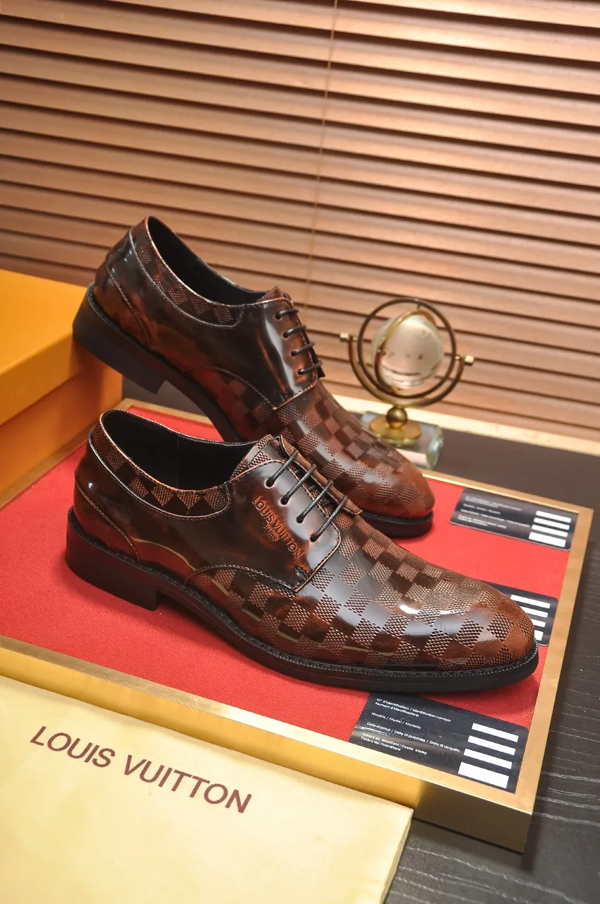 Men's shoes💰460💶【LOUIS VUITTON】(sheepskin lining) new cowhide LV formal shoes🎩🎩❗️🆘made one to one at the counter🎩original quality, imported cowhide upper➕full sheepskin lining➕original rubber outsole, {high quality visible}👣Size: 38-45 (45 custom-made)